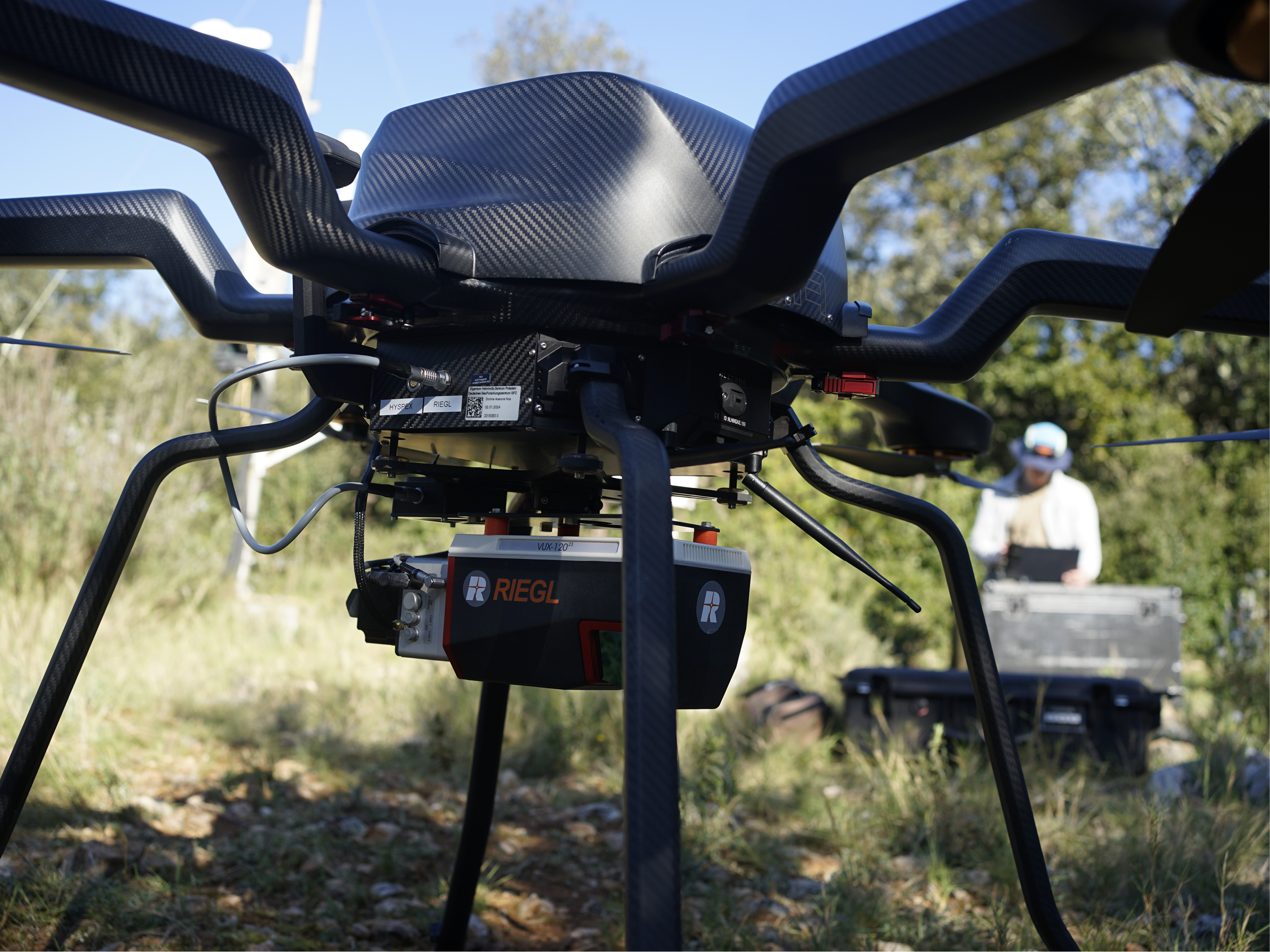 The <em>RIEGL</em> VUX-120 airborne laser scanner deployed for large-scale forest monitoring and ecosystem research across France and southern Germany (picture by courtesy of Johannes Wilk).